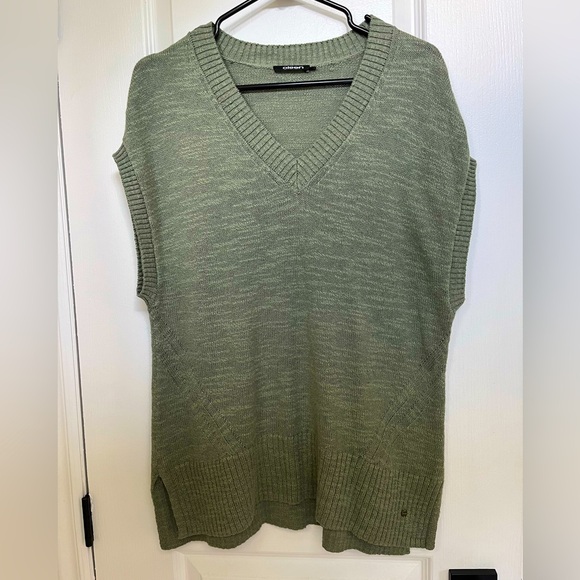 Olsen vest/pullover-side slits, ribbed v-neck, arms, and bottom, oversized - Picture 1 of 12